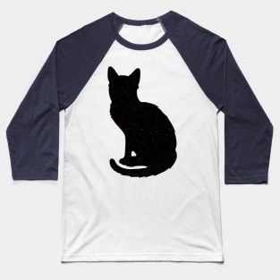 Lightly Speckled Black Cat Silhouette Baseball T-Shirt